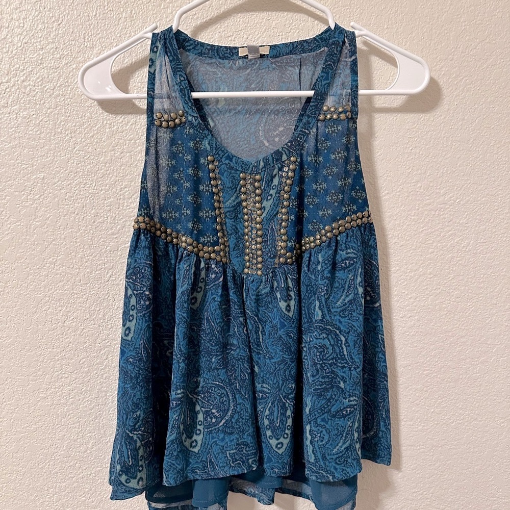 Ecote Metallic Embellished Paisley Blouse